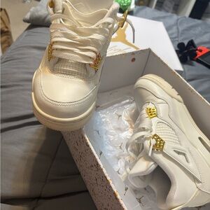 Jordan Women's Athletic Shoes in White and Gold